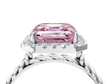 White gold Fancy Pink Asscher  Halo Twisted Band Four-Prong Diamond Ring_4