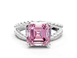 White gold Fancy Pink Asscher  Halo Twisted Band Four-Prong Ring_32