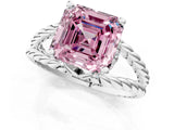 White gold Fancy Pink Asscher  Halo Twisted Band Four-Prong Ring_33