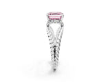 White gold Fancy Pink Asscher  Halo Twisted Band Four-Prong Ring_34