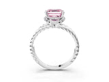 White gold Fancy Pink Asscher  Halo Twisted Band Four-Prong Ring_35