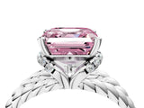 White gold Fancy Pink Asscher  Halo Twisted Band Four-Prong Ring_36