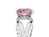White gold Fancy Pink Asscher  Halo Twisted Band Four-Prong Ring_37