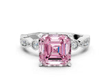 White gold Fancy Pink Asscher  Milgrain Bezel Diamond Engagement Ring with Solitaire Prong Setting_29