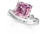 White gold Fancy Pink Asscher  Milgrain Bezel Diamond Engagement Ring with Solitaire Prong Setting_30
