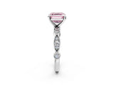 White gold Fancy Pink Asscher  Milgrain Bezel Diamond Engagement Ring with Solitaire Prong Setting_31