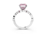 White gold Fancy Pink Asscher  Milgrain Bezel Diamond Engagement Ring with Solitaire Prong Setting_32