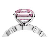 White gold Fancy Pink Asscher  Milgrain Bezel Diamond Engagement Ring with Solitaire Prong Setting_33