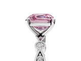 White gold Fancy Pink Asscher  Milgrain Bezel Diamond Engagement Ring with Solitaire Prong Setting_34