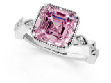 White gold Fancy Pink Asscher  Milgrain Marquise Diamond Twist Band Ring_58