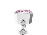 White gold Fancy Pink Asscher  Milgrain Marquise Diamond Twist Band Ring_62