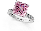 White gold Fancy Pink Asscher  Milgrain Pave Diamond Engagement Ring with Four-Prong Setting_1