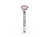 White gold Fancy Pink Asscher  Milgrain Pave Diamond Engagement Ring with Four-Prong Setting_2