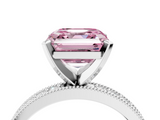 White gold Fancy Pink Asscher  Milgrain Pave Diamond Engagement Ring with Four-Prong Setting_4