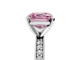 White gold Fancy Pink Asscher  Milgrain Pave Diamond Engagement Ring with Four-Prong Setting_5