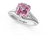 White gold Fancy Pink Asscher  Solitaire Beaded Band Six-Prong Setting_1