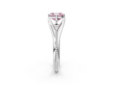 White gold Fancy Pink Asscher  Solitaire Beaded Band Six-Prong Setting_2