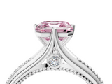 White gold Fancy Pink Asscher  Solitaire Beaded Band Six-Prong Setting_4