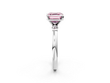 White gold Fancy Pink Asscher  Solitaire Beaded Band with Four-Prong Setting_2