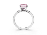 White gold Fancy Pink Asscher  Solitaire Beaded Band with Four-Prong Setting_3