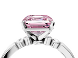 White gold Fancy Pink Asscher  Solitaire Beaded Band with Four-Prong Setting_4