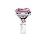 White gold Fancy Pink Asscher  Solitaire Beaded Band with Four-Prong Setting_5