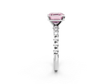 White gold Fancy Pink Asscher  Solitaire Bezel Accent Diamond Engagement Ring with Beaded Band and Four-Prong Setting_2