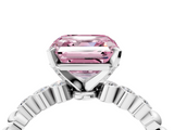 White gold Fancy Pink Asscher  Solitaire Bezel Accent Diamond Engagement Ring with Beaded Band and Four-Prong Setting_4