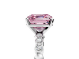White gold Fancy Pink Asscher  Solitaire Bezel Accent Diamond Engagement Ring with Beaded Band and Four-Prong Setting_5