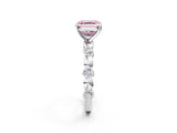 White gold Fancy Pink Asscher  Solitaire Bezel-Set Diamond Ring with Beaded Band and Four-Prong Setting_87