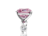 White gold Fancy Pink Asscher  Solitaire Bezel-Set Diamond Ring with Beaded Band and Four-Prong Setting_89