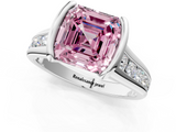 White gold Fancy Pink Asscher  Solitaire Bezel-Set Diamond Ring with Channel-Set Band_17