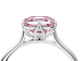 White gold Fancy Pink Asscher  Solitaire Cathedral Diamond Ring with Six-Prong Setting_26