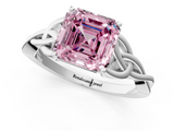 White gold Fancy Pink Asscher  Solitaire Celtic Knot Engagement Ring with Four-Prong Setting_69