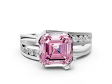 White gold Fancy Pink Asscher  Solitaire Channel-Set Split Shank Ring with Tension Prong Setting_3