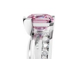 White gold Fancy Pink Asscher  Solitaire Channel-Set Split Shank Ring with Tension Prong Setting_8