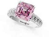 White gold Fancy Pink Asscher  Solitaire Chevron Pave Diamond Engagement Ring with Six-Prong Setting_4