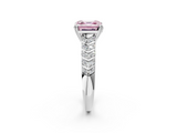 White gold Fancy Pink Asscher  Solitaire Chevron Pave Diamond Engagement Ring with Six-Prong Setting_5