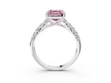 White gold Fancy Pink Asscher  Solitaire Chevron Pave Diamond Engagement Ring with Six-Prong Setting_6