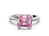 White gold Fancy Pink Asscher  Solitaire Diamond Engagement Ring with Four-Prong Setting on a Classic Band_20