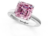 White gold Fancy Pink Asscher  Solitaire Diamond Engagement Ring with Four-Prong Setting on a Classic Band_21