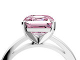 White gold Fancy Pink Asscher  Solitaire Diamond Engagement Ring with Four-Prong Setting on a Classic Band_24