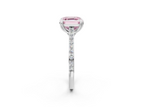White gold Fancy Pink Asscher  Solitaire Diamond Engagement Ring with Pave Band and Six-Prong Setting_2