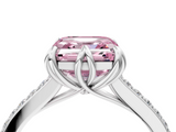 White gold Fancy Pink Asscher  Solitaire Diamond Engagement Ring with Pave Band and Six-Prong Setting_4