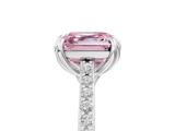 White gold Fancy Pink Asscher  Solitaire Diamond Engagement Ring with Pave Band and Six-Prong Setting_5