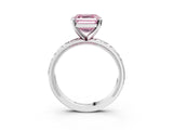 White gold Fancy Pink Asscher  Solitaire Diamond Engagement Ring with XO Engraved Band and Four-Prong Setting 4