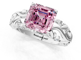 White gold Fancy Pink Asscher  Solitaire Diamond Leaf Vine Band with Prong Setting_18