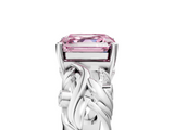 White gold Fancy Pink Asscher  Solitaire Diamond Leaf Vine Band with Prong Setting_22