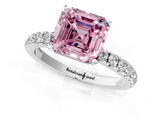 White gold Fancy Pink Asscher  Solitaire Diamond Pavé Band with Four-Prong Setting_1
