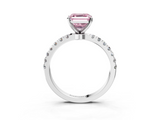 White gold Fancy Pink Asscher  Solitaire Diamond Pavé Band with Four-Prong Setting_3